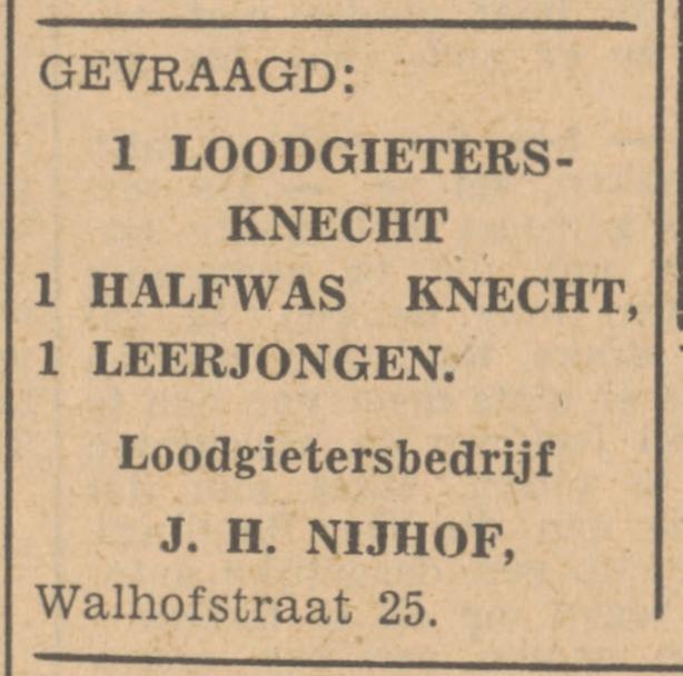 Walhofstraat 25 loodgietersbedrijf J.H. Nijhof advertentie Tubantia 17-8-1948.jpg
