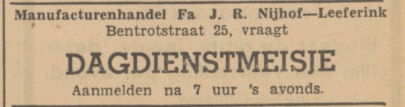 Bentrotstraat 25 Fa. J.R. Nijhof-Leeferink advertentie Tubantia 13-1-1949.jpg