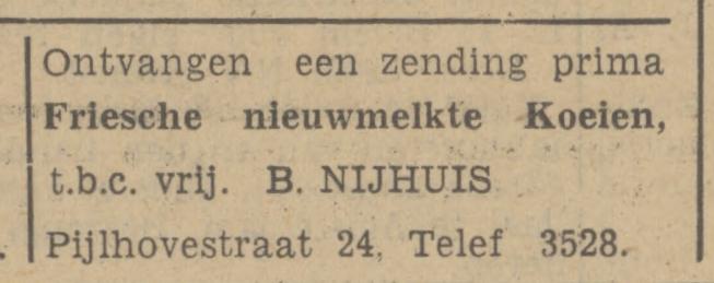 Pijlhovestraat 24 B. Nijhuis advertentie Tubantia 7-6-1940.jpg