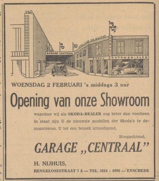 Hengelosestraat 7a Garage Centraal H. Nijhuis advertentie Tubantia 31-1-1949.jpg