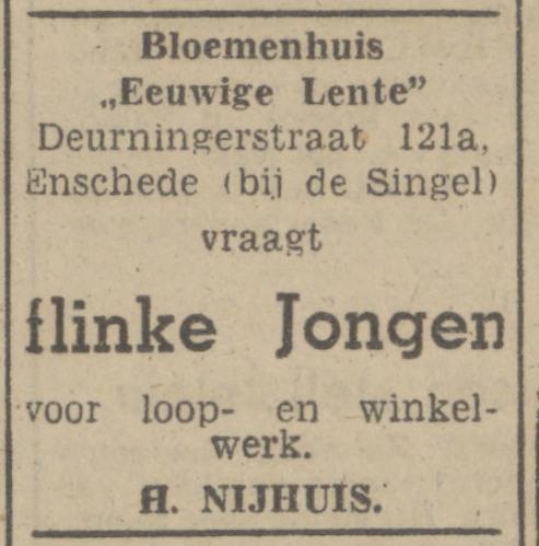 Deurningerstraat 121A Bloemenhuis Eeuwige Lente H. Nijhuis advertentie Tubantia 5-4-1948.jpg