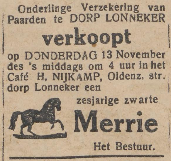Oldenzaalsestraat Lonneker cafe Nijkamp advertentie Tubantia 11-11-1930.jpg
