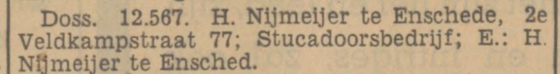 Tweede Veldkampstraat 77 stucadoorsbedrijf H. Nijmeijer krantenbericht Tubantia 21-11-1940.jpg