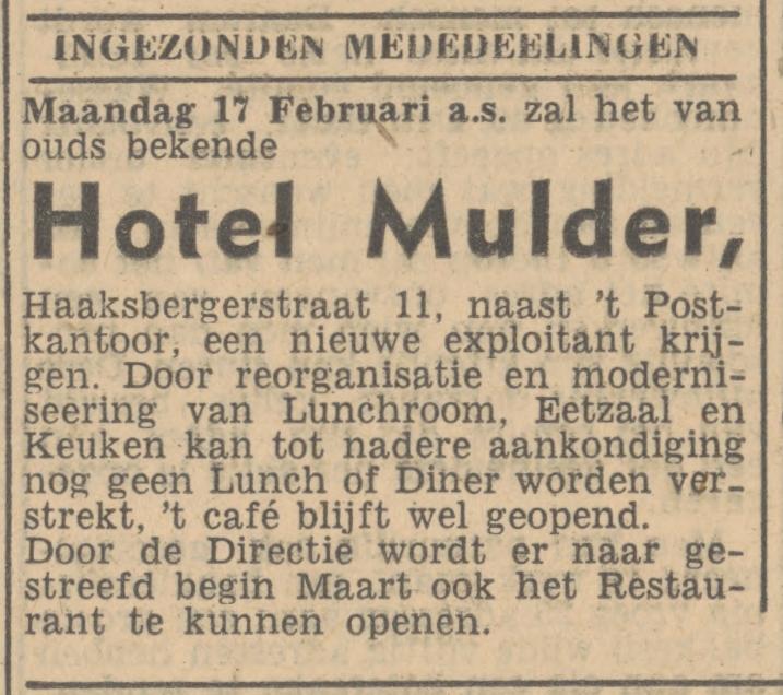 Haaksbergerstrat 11 Hotel Mulder krantenbericht Tubantia 15-2-1947.jpg