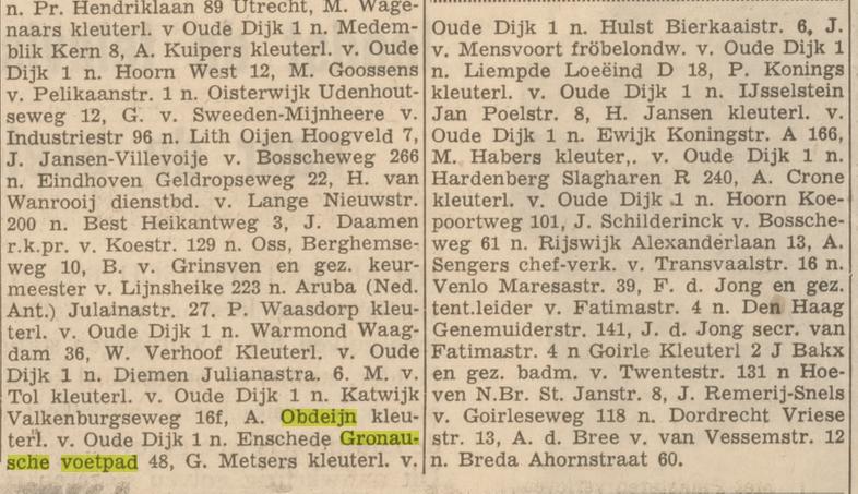 Gronausevoetpad 48 A, Obdeijn krantenbericht Nieuwsblad van het Zuiden 18-5-1956.jpg