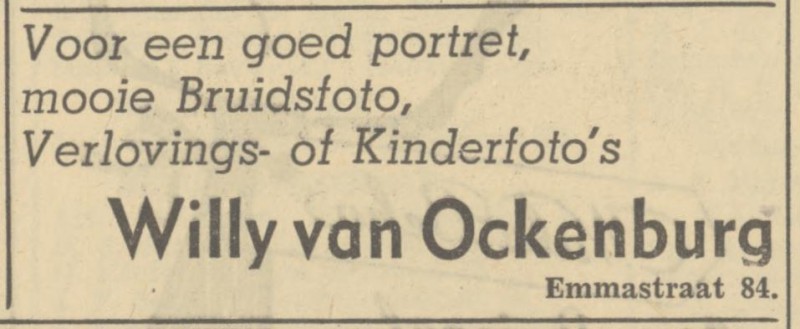 Emmastraat 84 Willy van Ockenburg advertentie Tubantia 26-10-1949.jpg