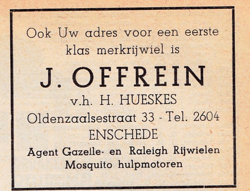 Oldenzaalsestraat 33 Rijwielhandel J. Offrein v.h. H. Hueskes.jpg