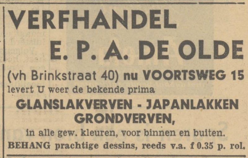 Voortsweg 15 verfhandel E.P.A. de Olde advertentie Tubantia 27-4-1949.jpg