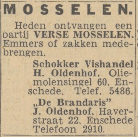 Oliemolensingel 60 Schokker vishandel H. Oldenhof advertentie Twentsch nieuwsblad 15-2-1944.jpg