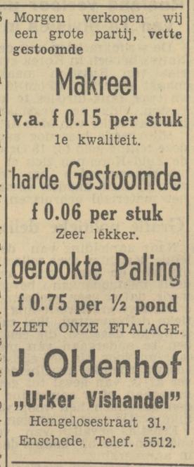 Hengelosestraat 31 J. Oldenhof Urker vishandel advertentie Tubantia 27-10-1950.jpg