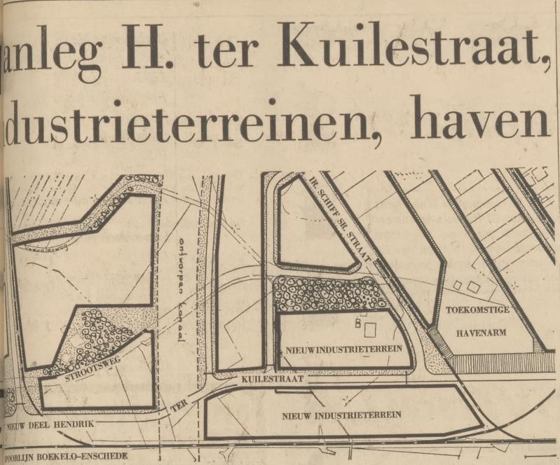 Strootsweg nabij aanleg Hendrik ter Kuilestraat tekening uit Tubantia 20-12-1969.jpg