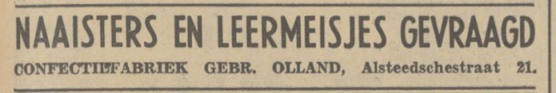 Alsteedsestraat 21 Confectiefabriek Gebr. Olland advertentie Tubantia 9-6-1937.jpg
