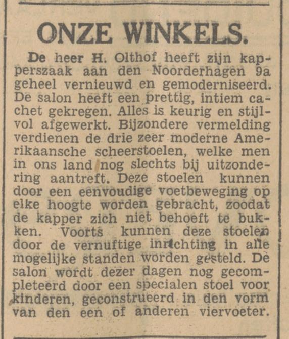 Noorderhagen 9a kapperszaak H. Olthof krantenbericht Tubantia 9-6-1931.jpg