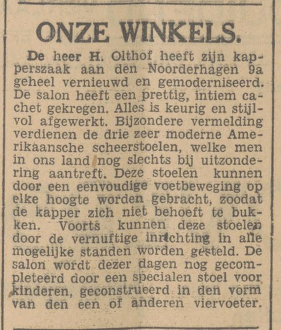 Noorderhagen 9a kapperszaak H. Olthof krantenbericht Tubantia 9-6-1931.jpg