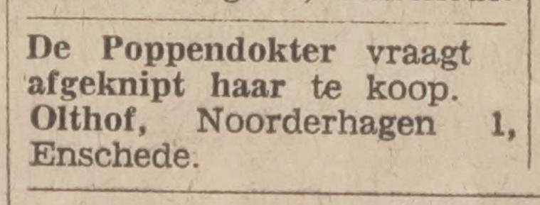Noorderhagen 1 Olthof de poppendokter advertentie Tubantia 28-12-1966.jpg