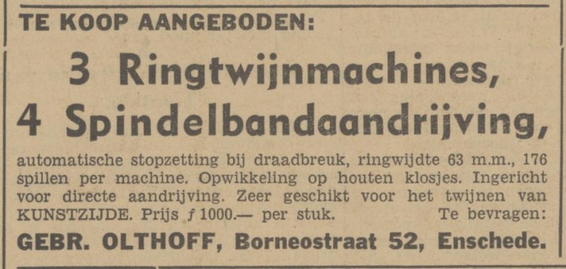 Borneostraat 52 Gebr. Olthoff advertentie Tubantia 20-6-1944.jpg