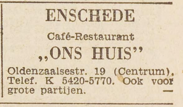 Oldenzaalsestraat 19 cafe restaurant Ons Huis advertentie Het Vrije Volks 30-5-1953.jpg