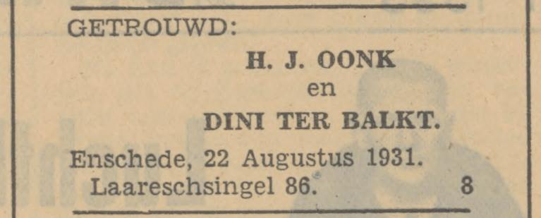 Laaressingel 86 H.J. Oonk krantenbericht Tubantia 22-8-1931.jpg