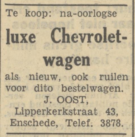 Lipperkerkstraat 43 J. Oost advertentie Tubantia 2-12-1950.jpg