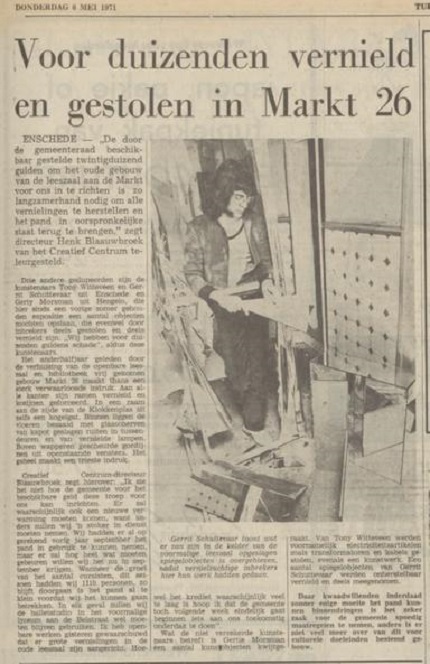 Markt 26 Openbare leeszaal en bibliotheek krantenbericht Tubantia 6-5-1971.jpg