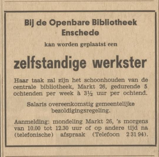 Markt 26 Openbare bibliotheek advertentie Tubantia 19-1-1966.jpg