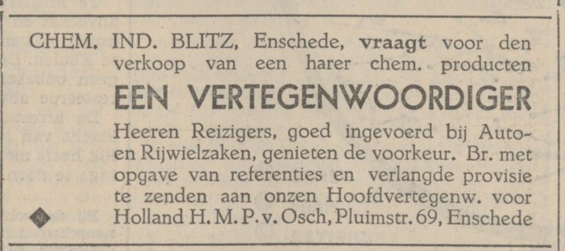 Pluimstraat 69 H.M.P. van Osch advertentie Provinciale Overijsselsche en Zwolsche Courant 10-10-1931.jpg