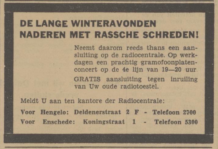 Koningstraat Radiocentrale telf. 5300 advertentie Tubantia 11-10-1940.jpg