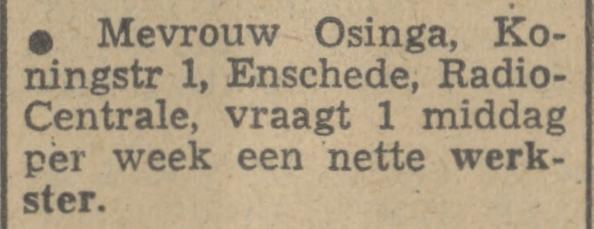 Koningstraat 1 Mevr. Osinga advertentie Tubantia 7-1-1948.jpg