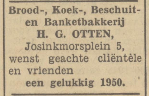 Josinkmorsplein 5 Bakkerij H.G. Otten advertentie Tubantia 31-12-1949.jpg