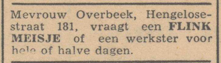 Hengelosestraat 181 Mevr. Overbeek advertentie Het Vrije Volk 29-5-1945.jpg