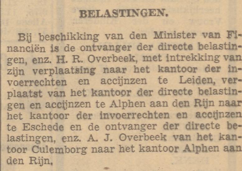 H.R. Overbeek Ontvanger der Directe Belastingen advertentie 15-5-1937.jpg