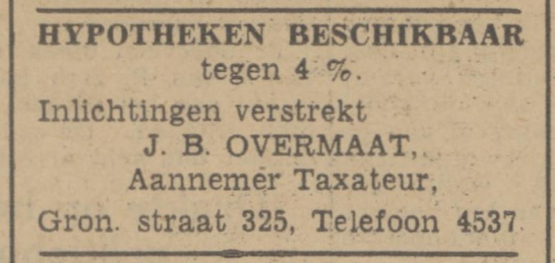 Gronausestraat 325 J.B. Overmaat Aannemer taxateur advertentie Tubantia 26-5-1942.jpg