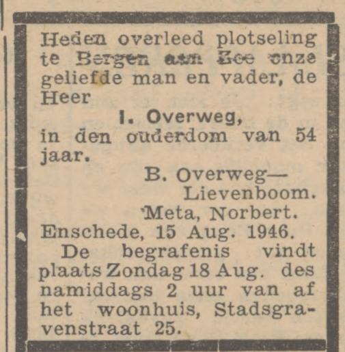 Stadsgravenstraat 25 B. Overweg-Lievenboom advertentie  Algemeen Handelsblad 17-8-1946.jpg