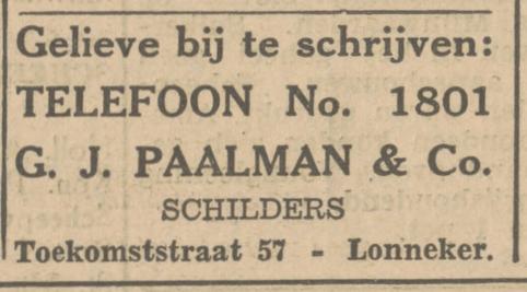 Toekomststraat 57 G.J. Paalman & Co. schilders advertentie Tubantia 8-12-1931.jpg