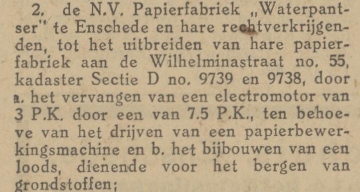 Wilhelminastraat 55 N.V. Papierfabriek Waterpantser krantenbericht Tubantia 11-12-19261.jpg
