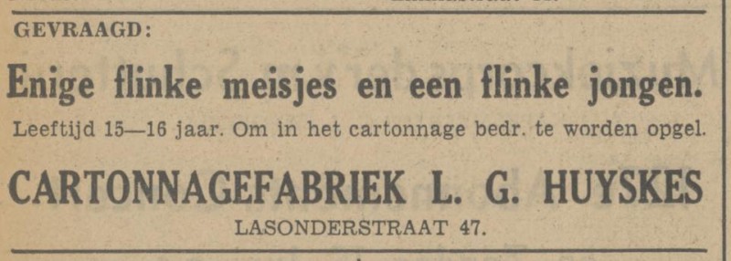Lasonderstraat 47 Cartonnagefabriek L.G. Huyskes advertentie Tubantia 7-6-1941.jpg