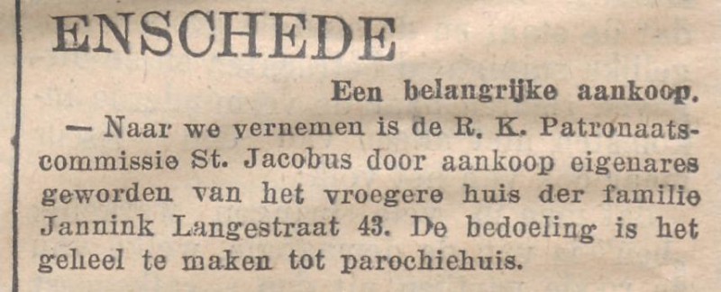Langestraat 43 Parochiehuis St. Jacobus krantenbericht Overijsselsch dagblad 212-1933.jpg