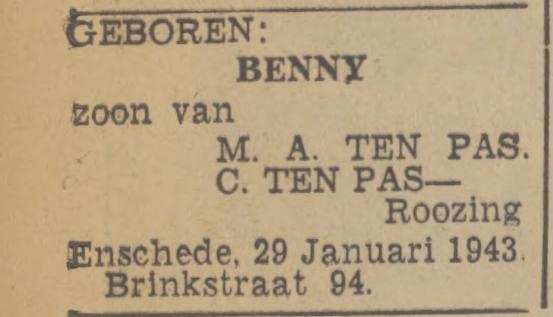 Brinkstraat 94 M.A. te Pas advertentie Tubantia 30-1-1943.jpg