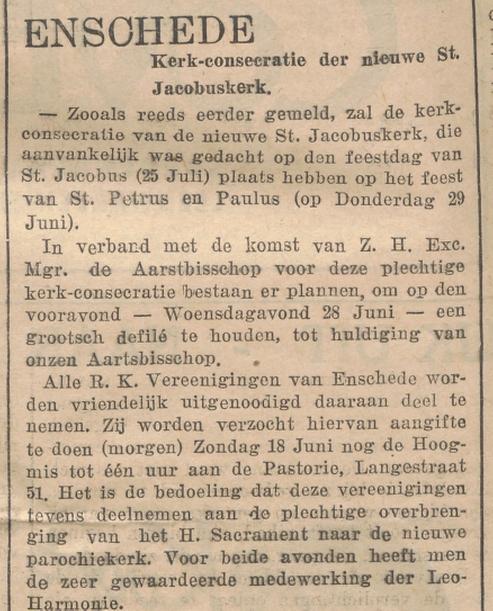 Langestraat 51 Patorie Sint Jacobuskerk krantenbericht Overijsselsch dagblad 17-6-1933.jpg