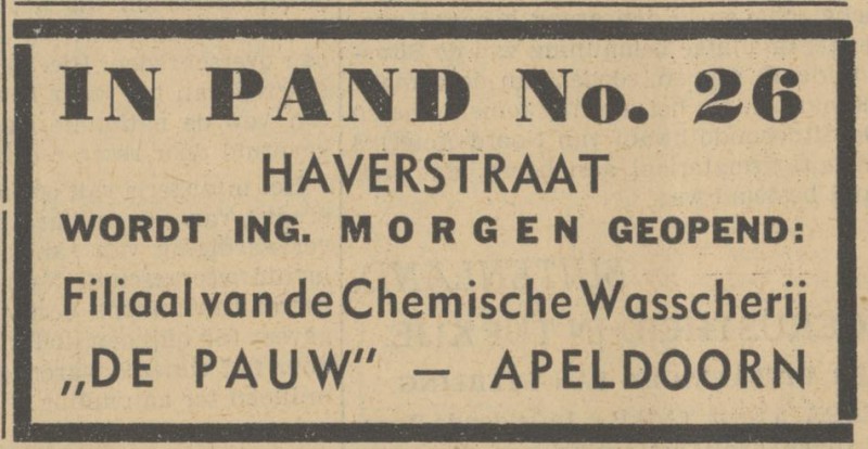 Haverstraat 26  Chenische Wasserij De Pauw advertentie Tubantia 5-9-1941.jpg