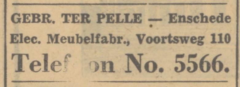 Voortsweg 110 Gebr. ter Pelle advertentie Tubantia  27-2-1933.jpg