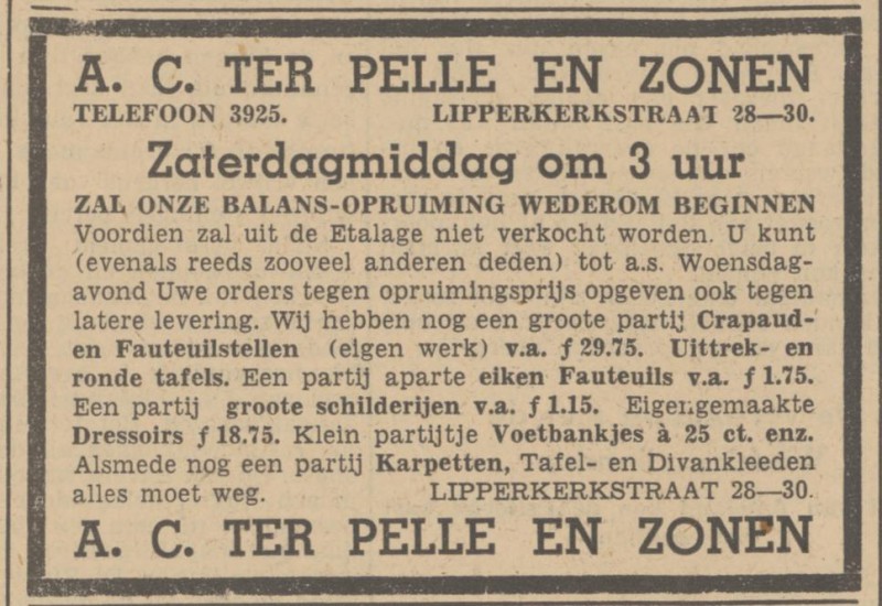 Lipperkerkstraat 28-30 A.C. ter Pelle en Zonen advertentie Tubantia 29-1-1940.jpg