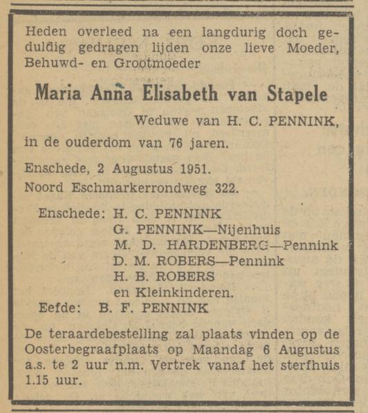Noord Esmarkerrondweg 322 H.C. Pennink advertentie Tubantia 3-8-1951.jpg