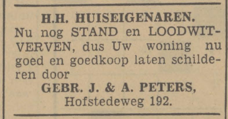 Hofstedeweg 192 Gebr. J. & A. Peters advertentie Tubantia 28-9-1940.jpg