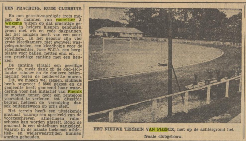 Phenix Voetbalvereniging voorzitter J. Wijksma krantenbericht Tubantia 11-8-1949.jpg