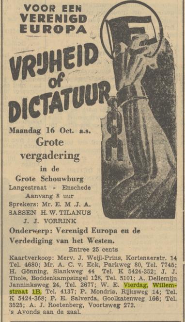 Willemstraat 1B W.E. Vierdag advertentie Tubantia 15-10-1950.jpg