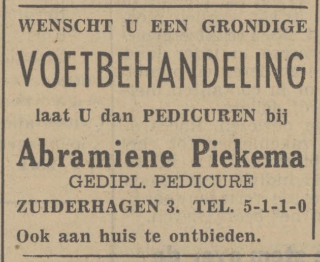 Zuiderhagen 3 pedicure A. Piekema advertentie Tubantia 28-11-1939.jpg