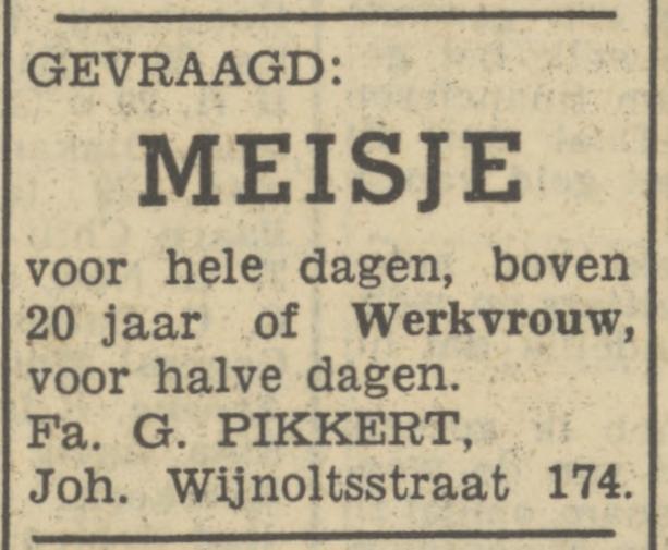 Johan Wijnoltsstraat 174 Fa. G. Pikkert advertentie Tubantia 30-3-1950.jpg