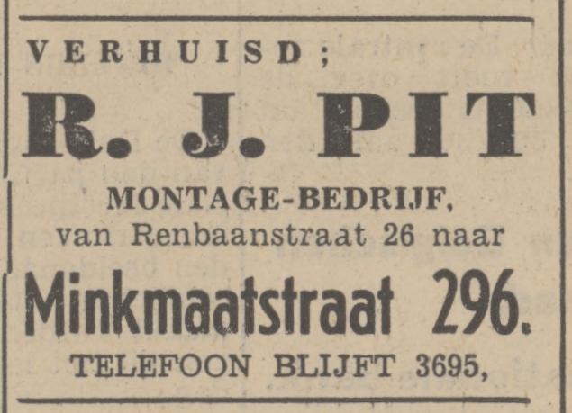 Minkmaatstraat 296 Montagebedrijf R.J. Pit advertentie Tubantia 28-8-1937.jpg