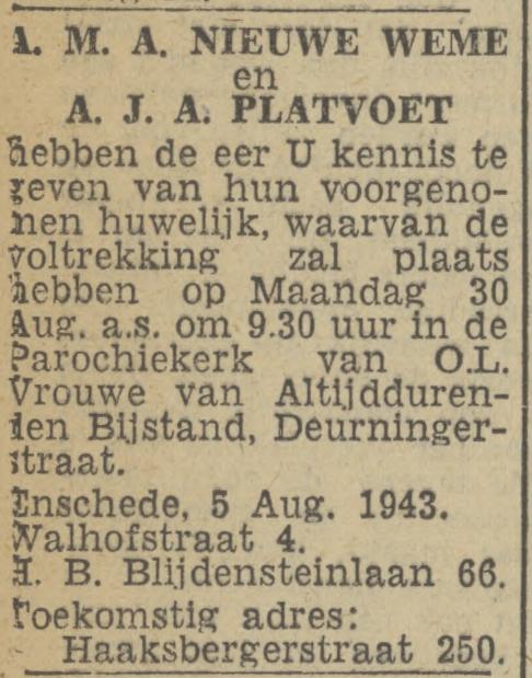 Haaksbergerstraat 250 A.J.A. Platvoet advertentie Twentsch nieuwsblad 5-8-1943.jpg